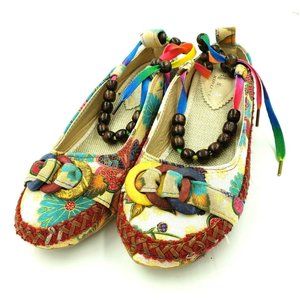 Xiruyi Canvas Flats Colorful Rainbow Beads Euro Size 40 U.S. Size 9